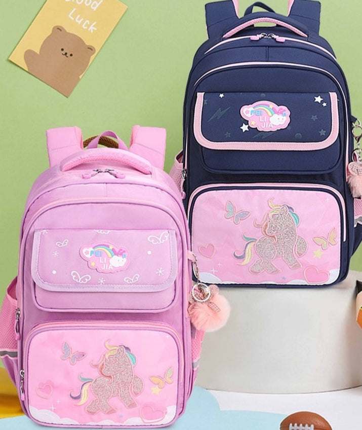 Premium Unicorn Printed Embroidery School Backpack