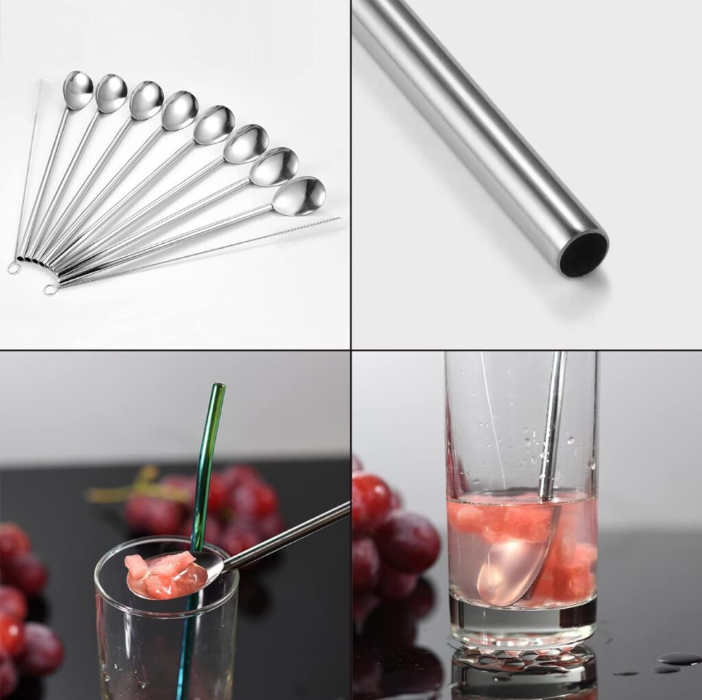 Spoon Straw Set, Creative Stainless Steel - Dual Functionality & Eco-Friendly - Set of 6