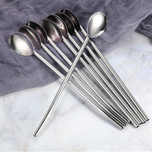 Spoon Straw Set, Creative Stainless Steel - Dual Functionality & Eco-Friendly - Set of 6