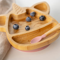 Small Bamboo Plate & spoon- Unicorn + with suction