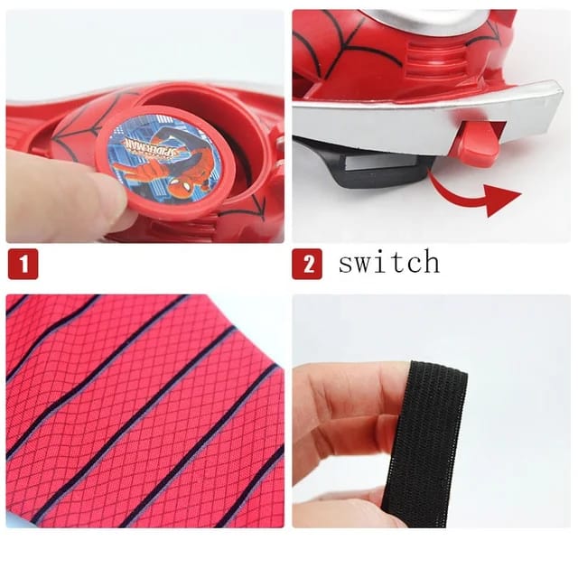 Ultimate Spiderman Gloves with Disc Launcher for Kids (Red)