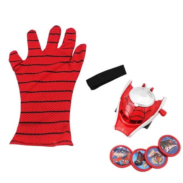 Ultimate Spiderman Gloves with Disc Launcher for Kids (Red)