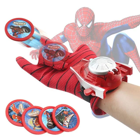 Ultimate Spiderman Gloves with Disc Launcher for Kids (Red)