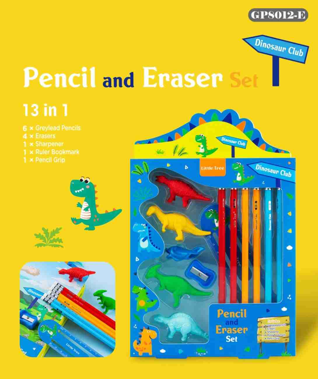 Dinosaur Pencil & Eraser Set