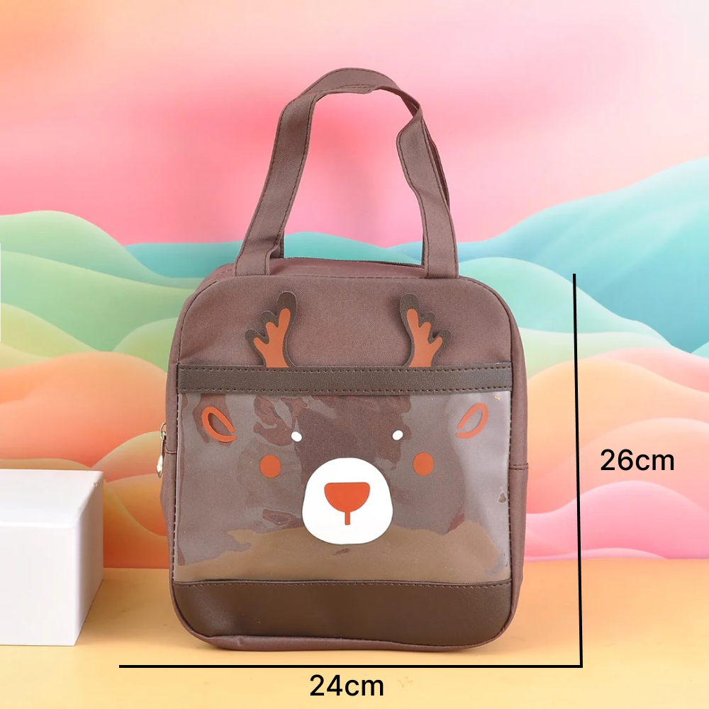 Deer Pattern Vertical Cartoon Lunch Bag